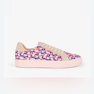 Penelope Chilvers Sneakers pink, blue, and white geometric pattern